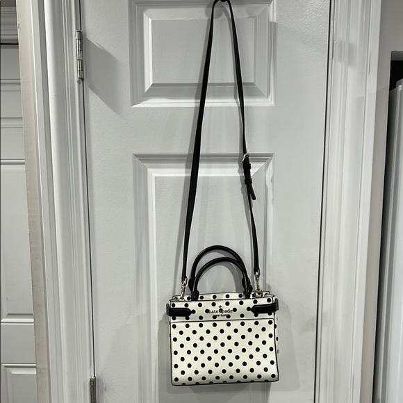Kate Spade Cameron Black and White Crossbody Bag with Polka Dot Charm - Picture 1 of 4